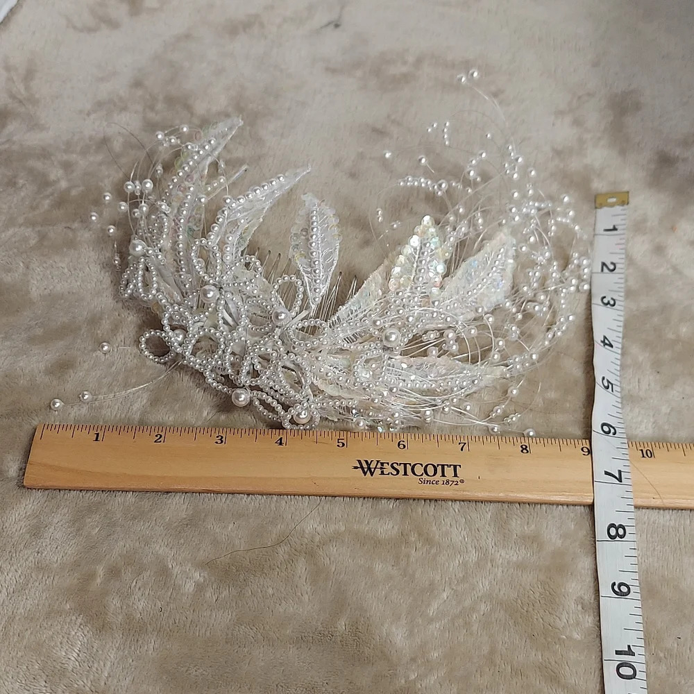 Vintage Jon Bradley Couture Collection Freshwater Pearl Tiara Bridal Headpiece - Picture 9 of 16